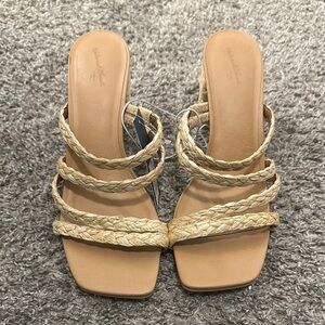 Universal Thread Tan Heels with Braided Straps